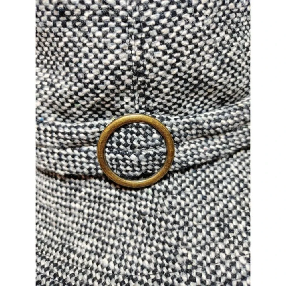 Wallaroo Hat Company Aubrey Black White Tweed Bucket‎ Hat Velvet Trim Brass Ring